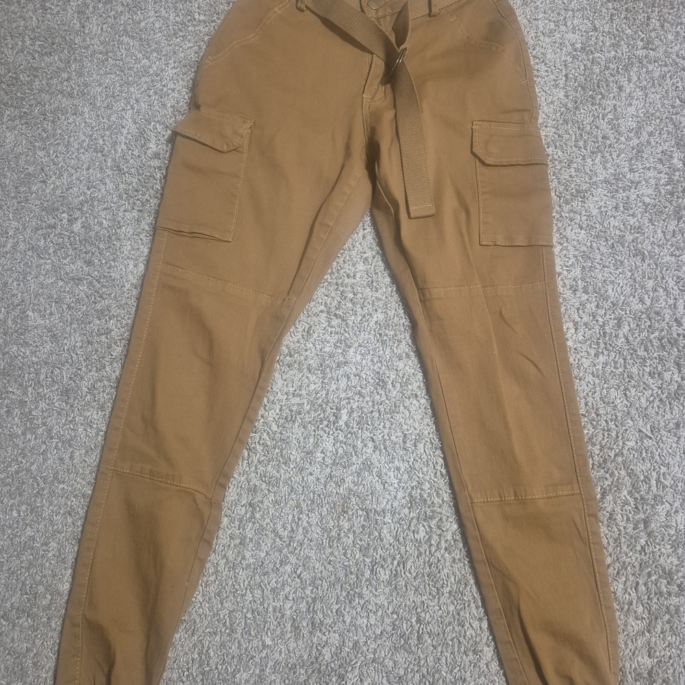 Women's Tan Cargo Jogger Pants
